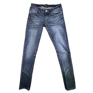 ZCO Jeans Women's Size 5 Premium Skinny Dark Wash Whiskered Low Rise Denim